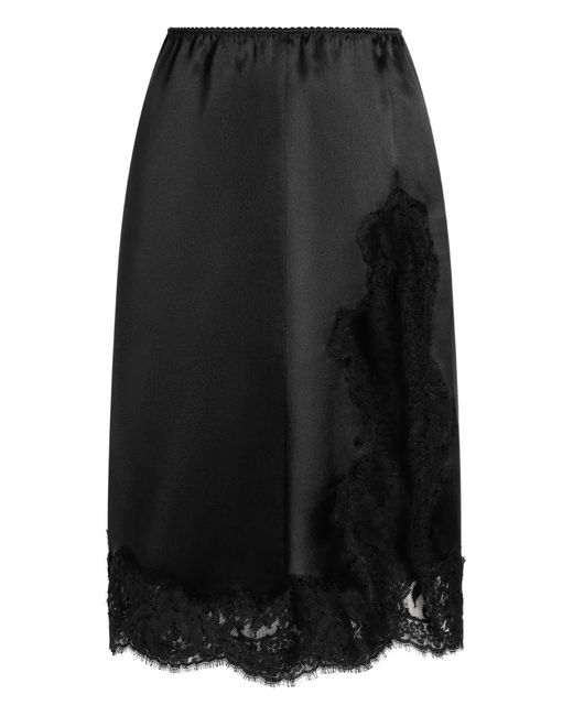 Dolce & Gabbana Black Lace-Insert Satin Skirt