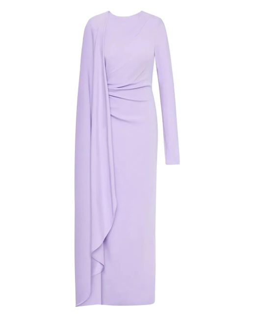 Rachel Gilbert Purple Asymmetrical-Sleeve Evening Dress