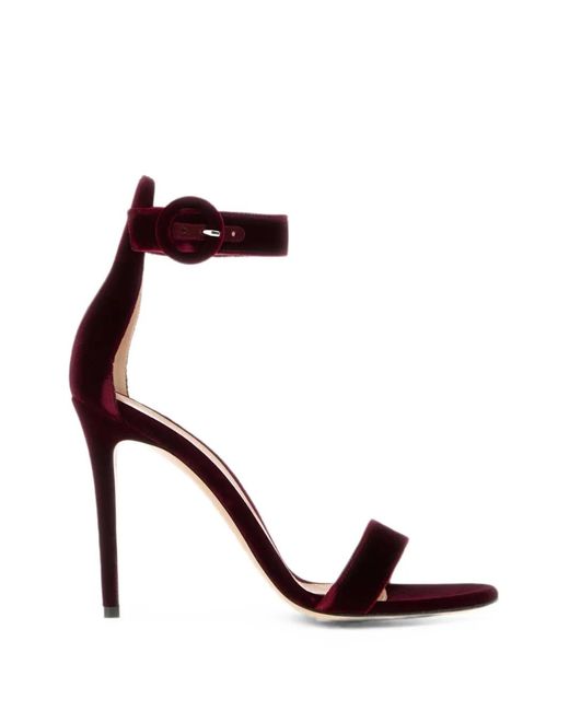 Gianvito Rossi Red Portofino Velvet Sandals