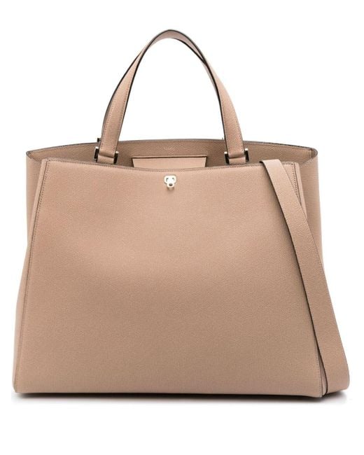 Valextra Natural Large Brera Leather Tote Bag
