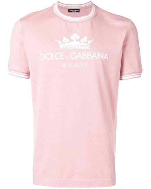 Dolce & Gabbana Pink Dolce&gabbana Milano T-shirt In Cotton for men