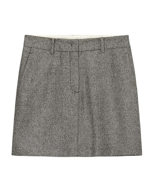 Marc O' Polo Gray Stripe-Pattern Tailored Skirt