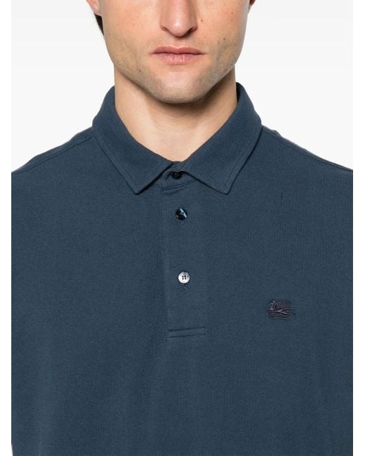 Etro Blue Button Placket Polo for men