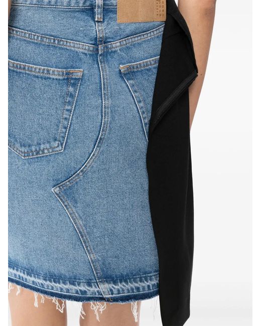MM6 by Maison Margiela Black Asymmetric Panelled Denim Skirt
