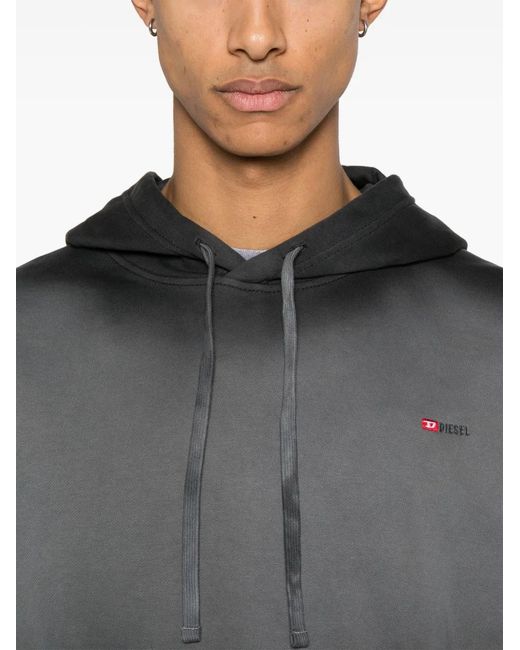 DIESEL Black And Gradient Cotton Hoodie With Hood for men