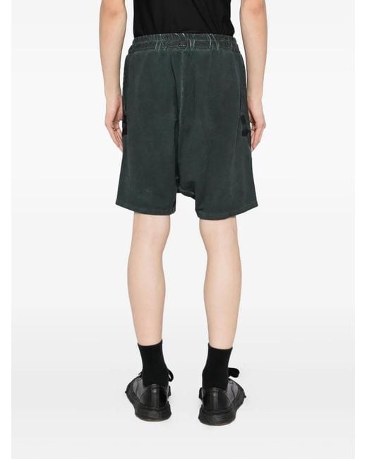 69 Green Elasticated-Waistband Drop-Crotch Shorts for men