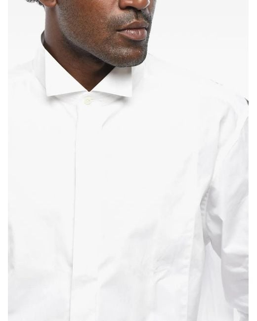 Corneliani White Hidden-Placket Poplin Shirt for men