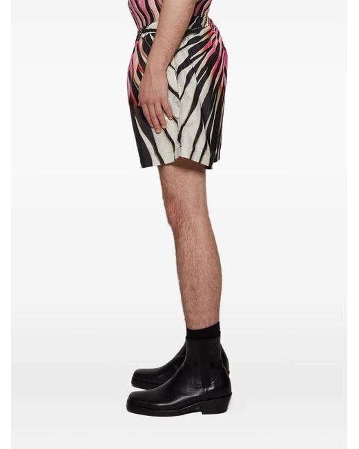 Roberto Cavalli Red Zebra-Print Swim Shorts for men