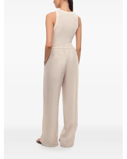 12 STOREEZ White Santorini Drawstring-Hem Trousers