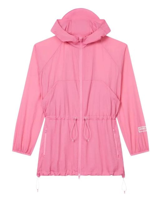 KENZO Pink Windbreaker Drawstring Hooded Jacket