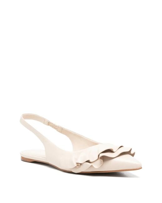 Carrano White Ruffled Slingback Flat Sandals
