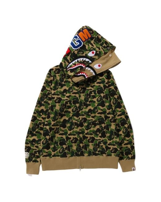 A Bathing Ape Green Full-Zip Camouflage-Print Hoodie for men
