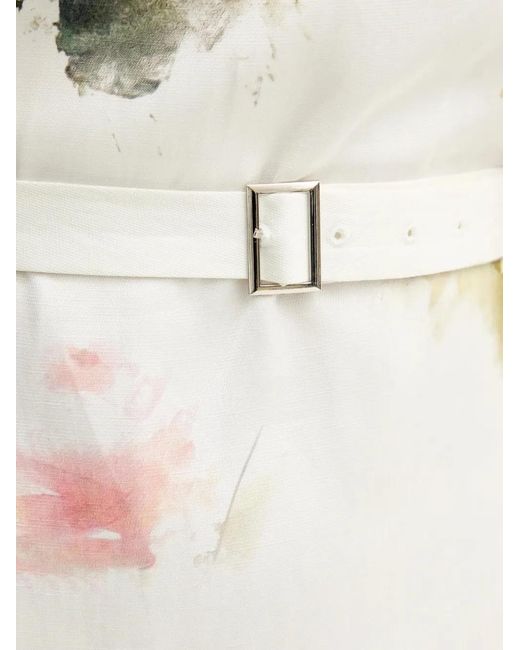 Silvian Heach White Midikleid Mit Blumen-Print