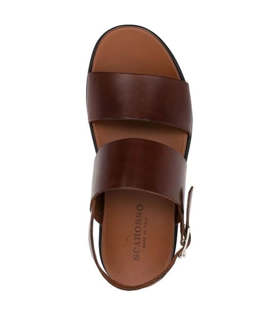 Scarosso Brown Antonio Slingback Leather Sandals for men