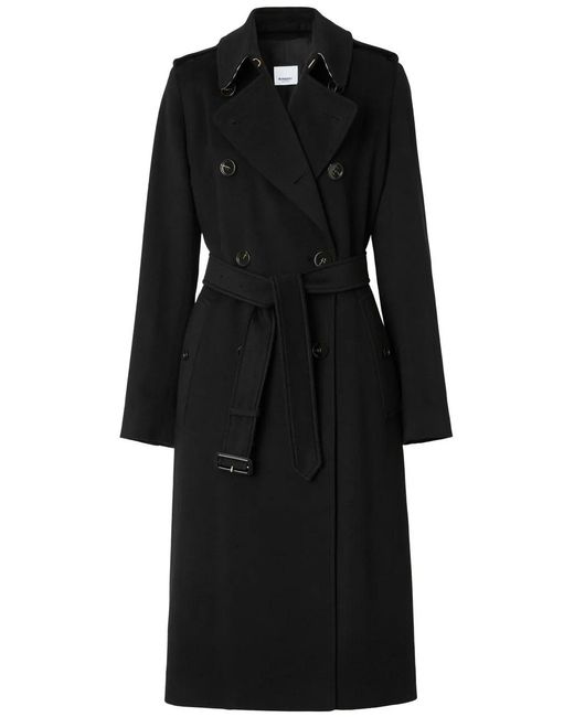 Burberry Black Cashmere Kensington Trench Coat