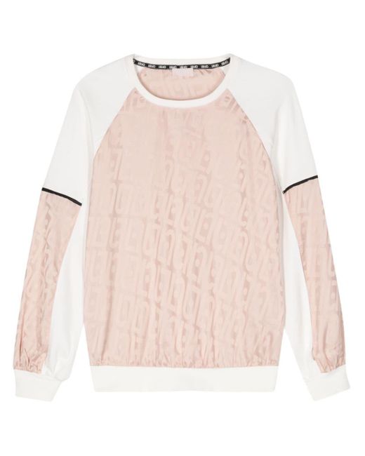 Liu Jo Sweater Met Logo Jacquard in het Pink