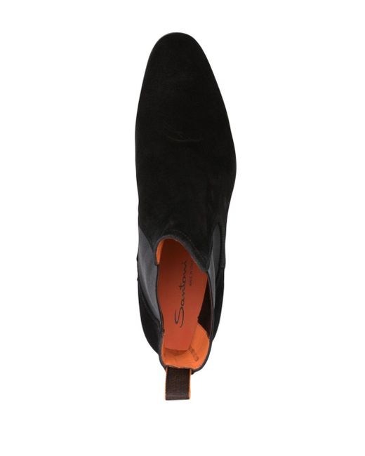 Santoni Black Suede Chelsea Boots for men