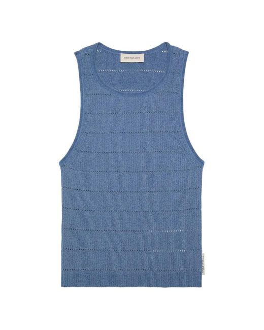 Top Con Diseño Calado Calvin Klein de color Blue