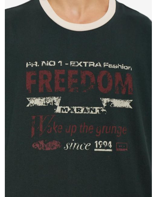 Isabel Marant Black Hiroe Logo-Print T-Shirt for men