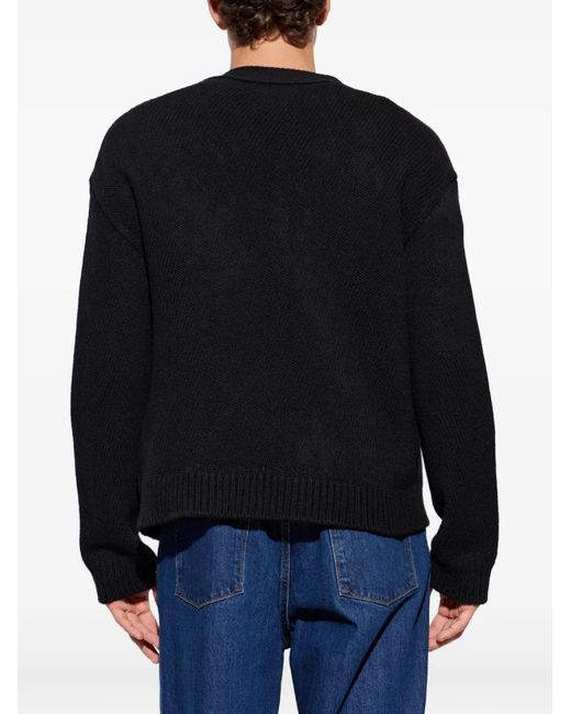 Jil Sander Black Asymmetric-Fastening Cardigan for men