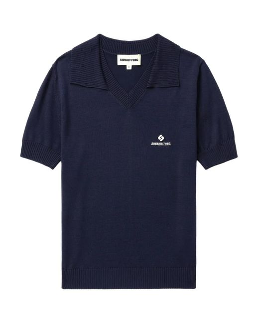 ShuShu/Tong Blue Poloshirt mit Logo-Stickerei