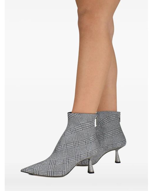 Jimmy Choo Gray Kix Plaid Glitter Boots