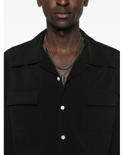 Second/Layer Black Double-Pocket Shirt for men
