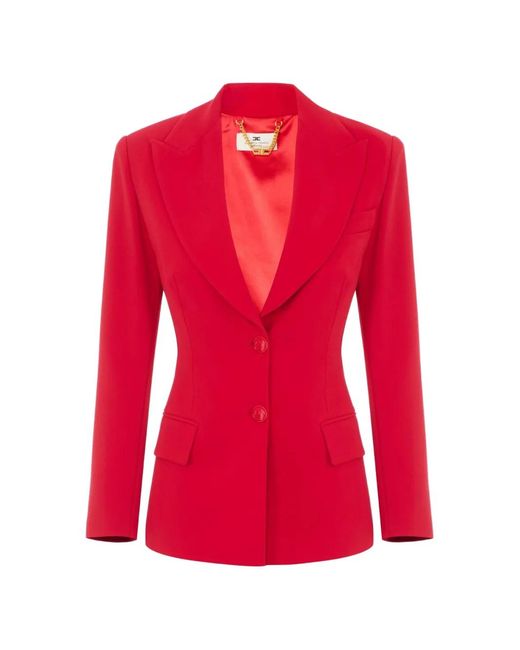 Elisabetta Franchi Red Lightweight Crêpe Jacket With Laces