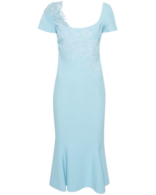Ermanno Scervino Blue Corded-lace Midi Dress