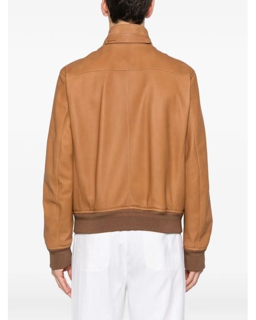 Tom Ford Brown Harrington Logo-Embroidered Jacket for men