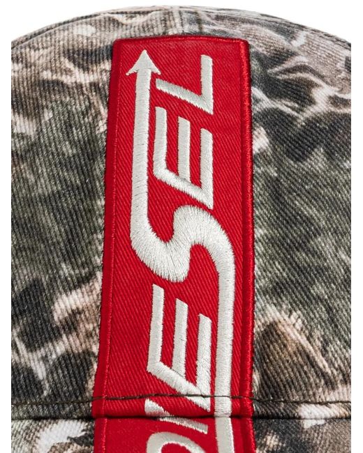 DIESEL Red Logo-Patch Tie-Dye Baseball Cap for men