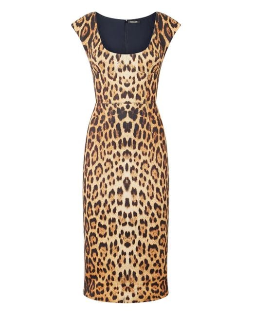 Vestido sin mangas con estampado de jaguar Roberto Cavalli de color Metallic