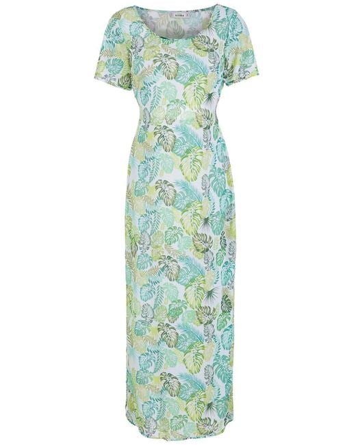 Amir Slama Green Palm Leaf Print Midi Dress