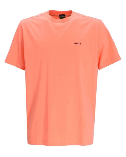 T-shirt en coton à logo imprimé Boss pour homme en coloris Orange