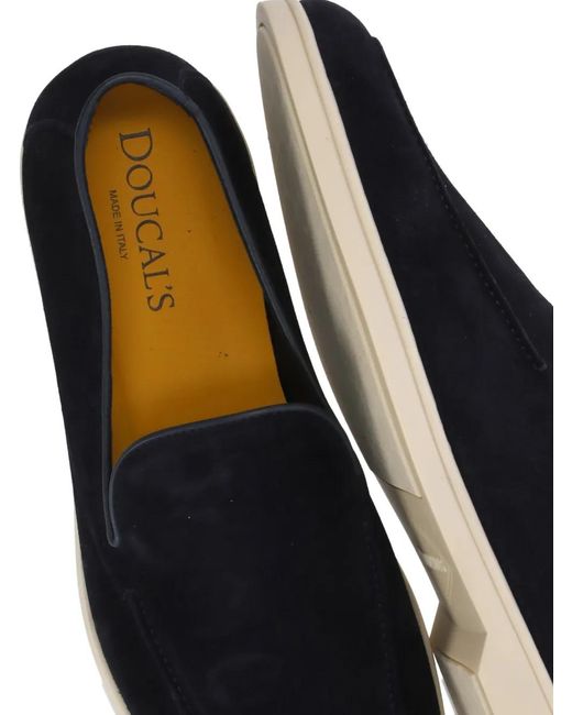 Doucal's Black Mocassins À Talon Métallisé for men