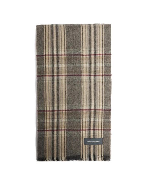 Piquadro Gray Check-Pattern Scarf for men