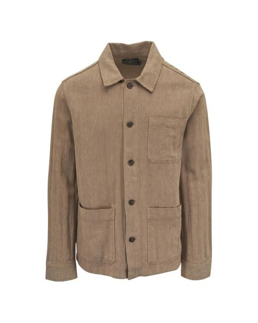 Faherty Brand Brown Button-Down Patch-Pocket Jacket for men