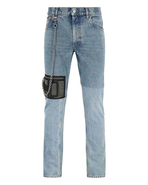 Martine Rose Blue Patchwork Chain Jeans for men