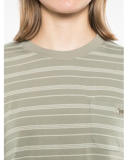 Maison Kitsuné Gray Striped Long-Sleeve T-Shirt
