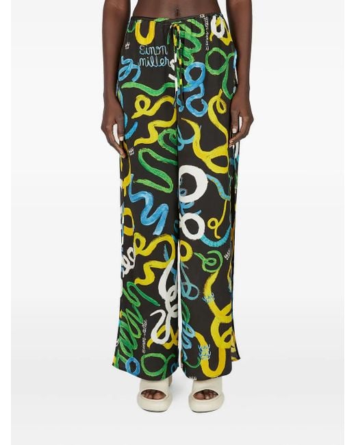 Pantalones Con Cordones Y Abertura Lateral Simon Miller de color Green