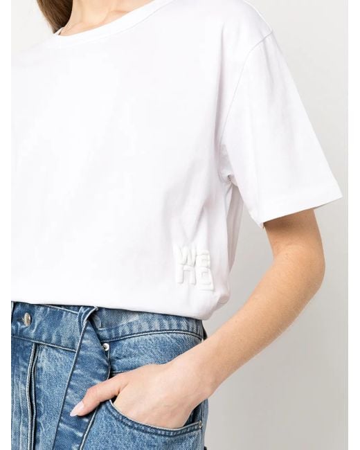 Alexander Wang White Rubberised Logo Cotton T-Shirt
