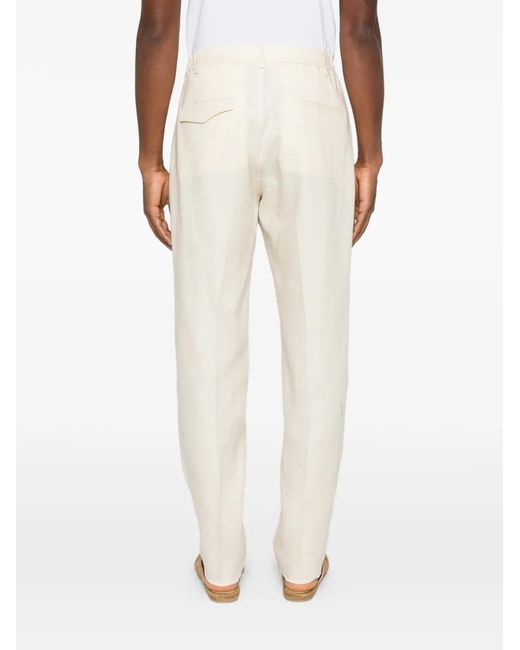 Tagliatore White Pleated Elasticated-Waistband Trousers for men
