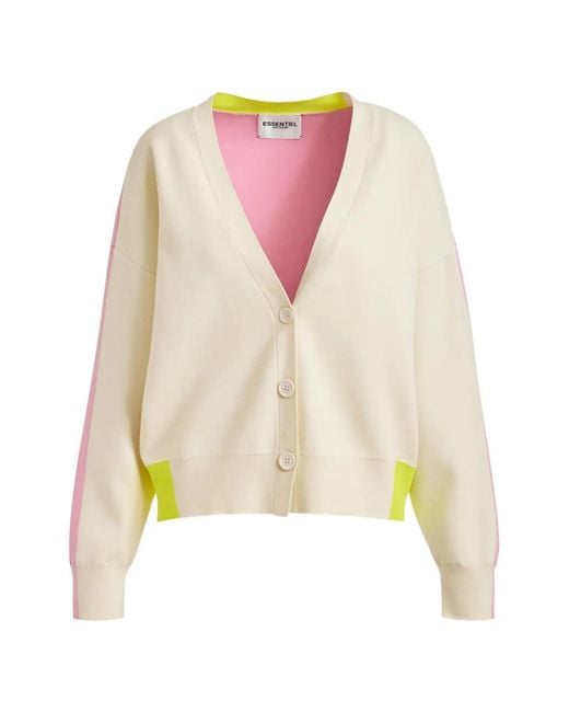 Essentiel Antwerp Pink Colourblock Embroidered Cardigan