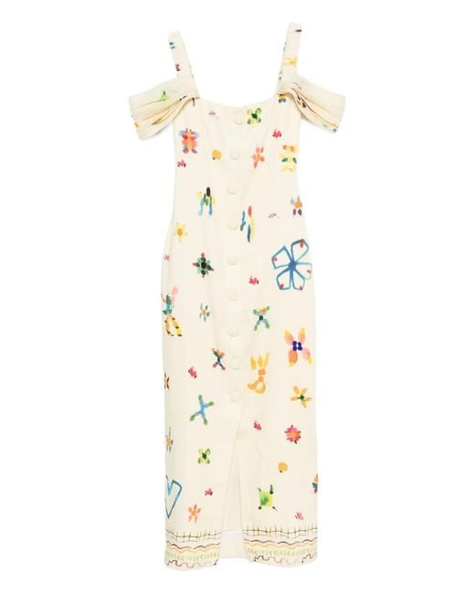 ALÉMAIS White Sidi Square-Neck Midi Dress