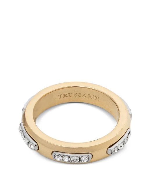 Trussardi Metallic Crystal-Embellished Band Ring