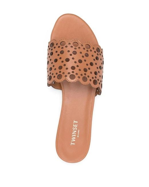 Twinset Brown Slip-On Flat Sandals