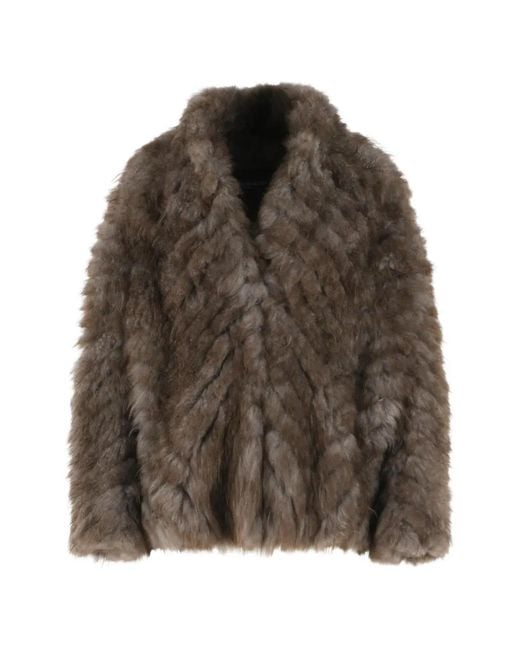 Simonetta Ravizza Brown Goat-Fur Lapel Jacket