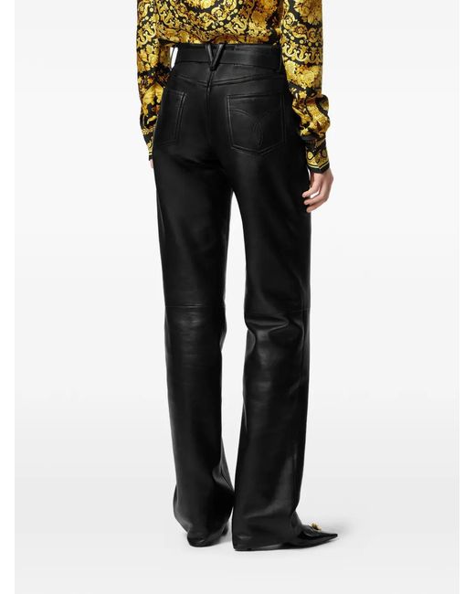 Versace Black Leather Trousers