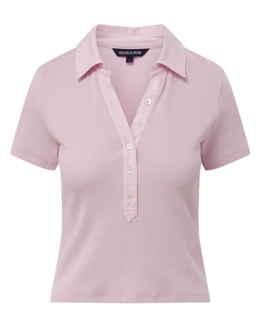 Veronica Beard Pink Kearney Ribbed Polo Shirt