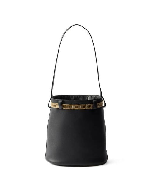 Prada Black Buckle Bucket Bag